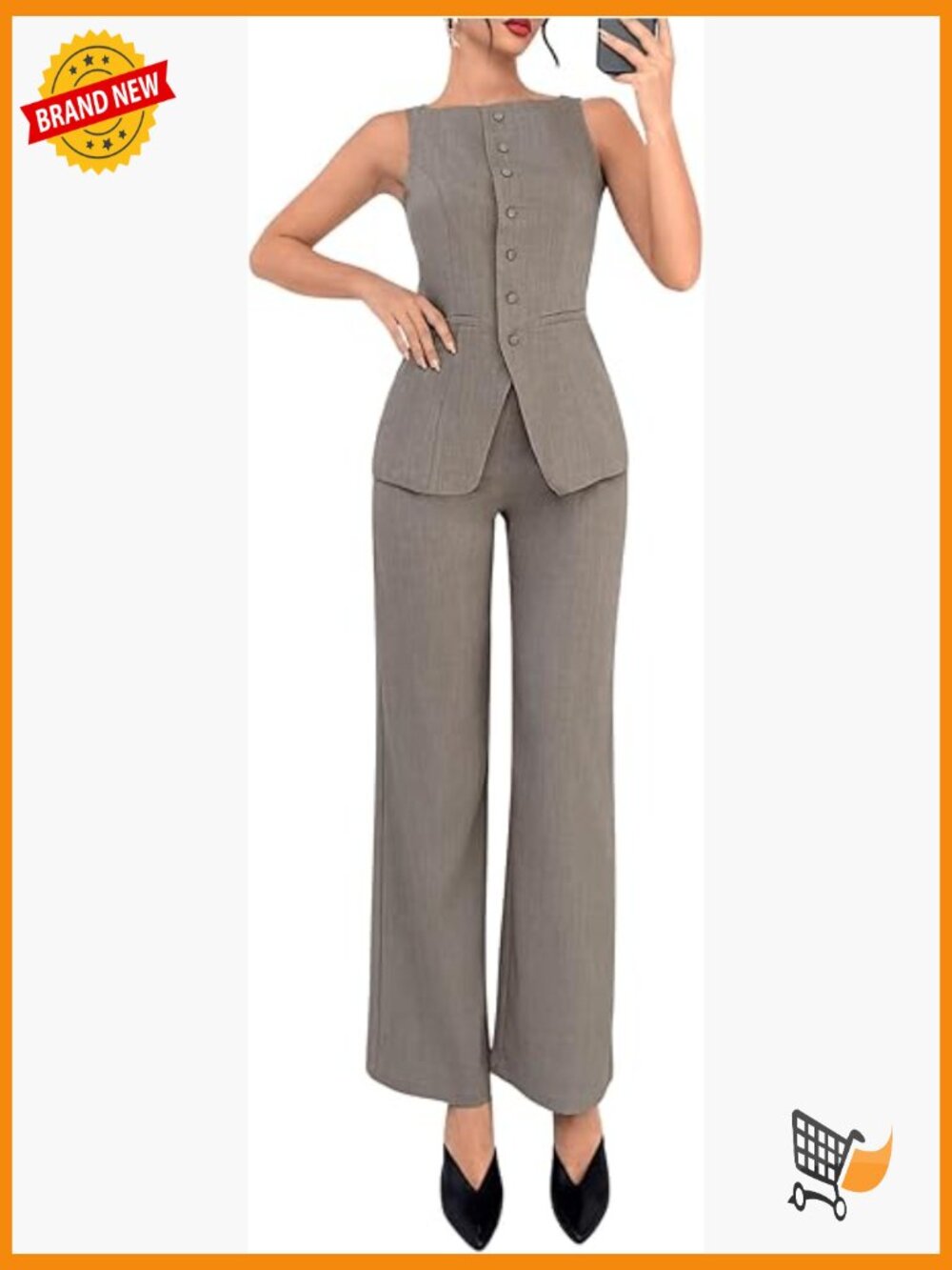 Women's 2 Piece Business Casual Vest & Pants Set - Sleeveless